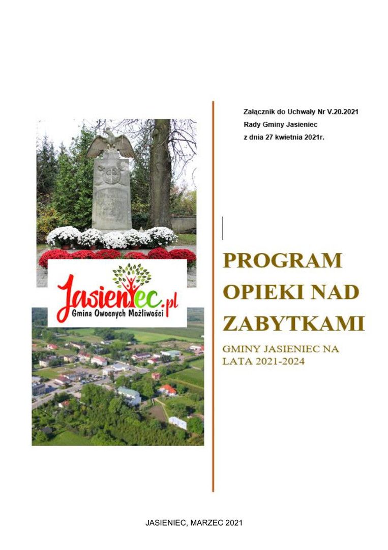 Program opieki nad zabytkami Gminy Jasieniec 2021-2024