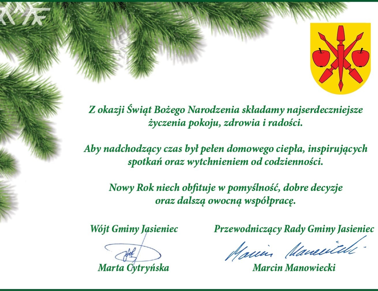 kartka z życzeniami świątecznymi