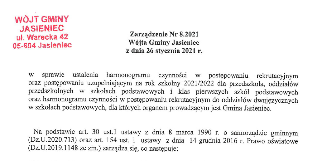 Zarzadzenie nr8.2021