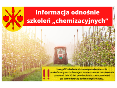 Informacja odnośnie szkoleń chemizacyjnych