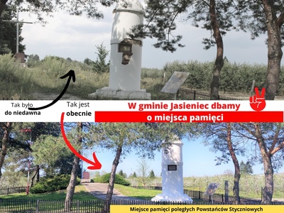 zdjęcie przedstawiające odnowiony pomnik pamięci w Gołębiowie