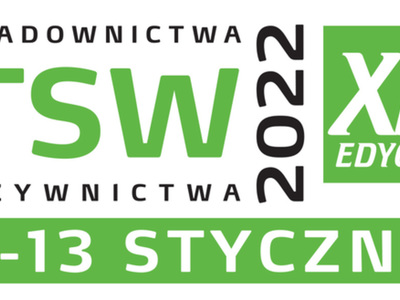 grafika informująca o targach sadowniczych, które odbędą się w dniach 12 i 13 stycznia 2022 r.  w Nadarzynie