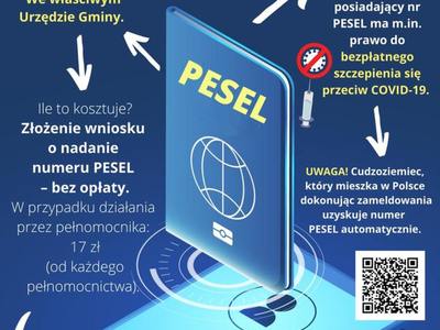 Grafika informująca o uzyskaniu nr PESEL przez cudzoziemca