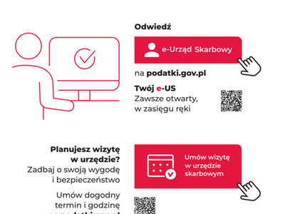 Ulotka informująca o możliwości załatwienia spraw w Urzędzie Skarbowym online