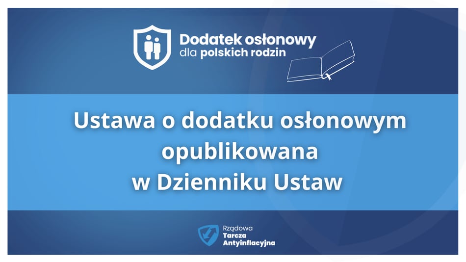 Grafika informująca o ustawie o dodatku osłonowym