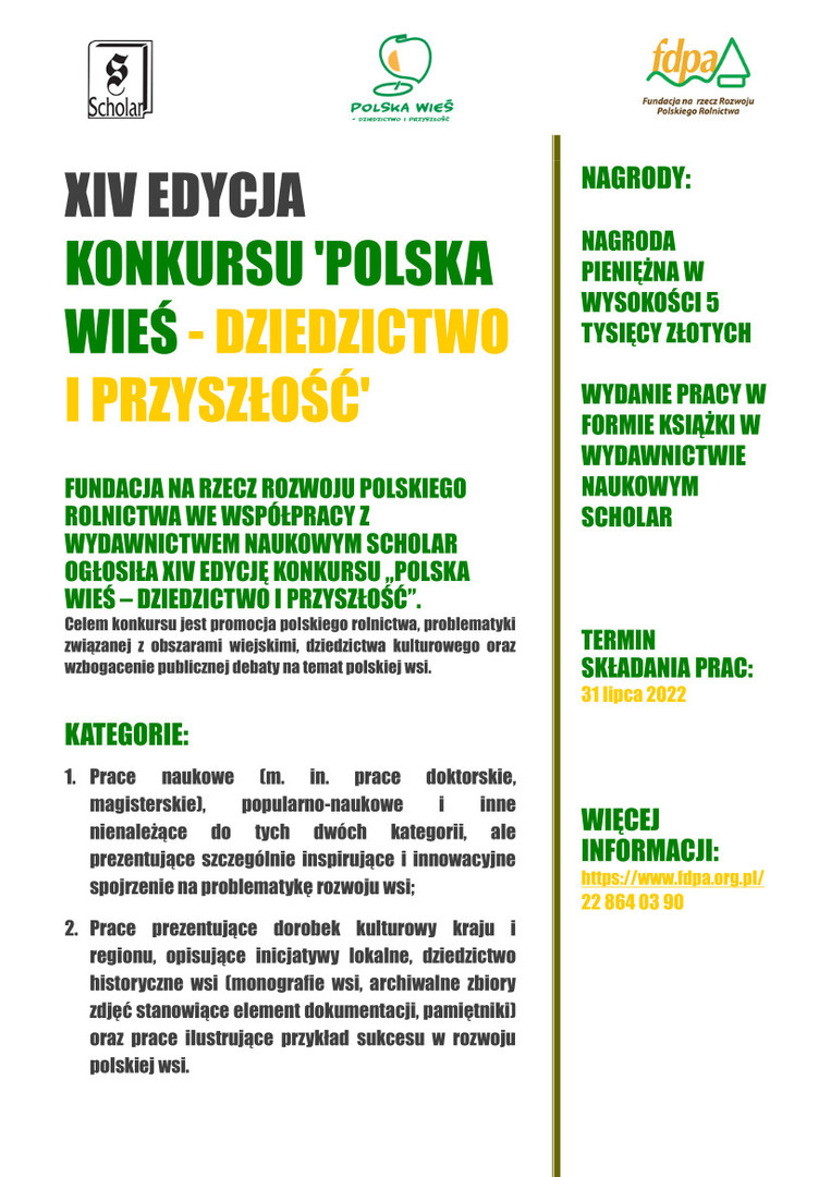 plakat informujący o konkursie Polska Wieś
