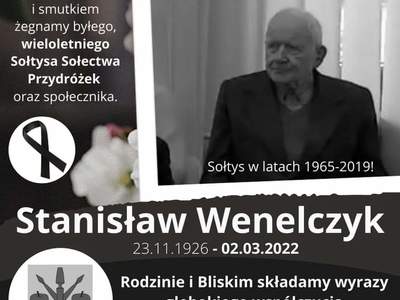grafika informująca o śmierci pana Stanisława Wenelczyka