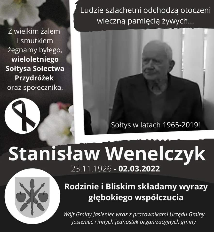 grafika informująca o śmierci pana Stanisława Wenelczyka