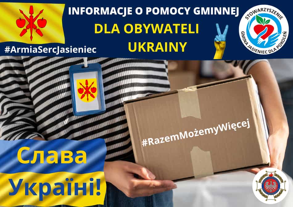 grafika informująca o zbiorach darów dla uchodźców z Ukrainy