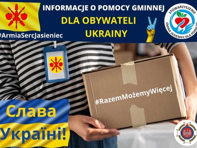 grafika informująca o zbiorach darów dla uchodźców z Ukrainy