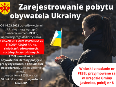 Grafika informująca o rejestracji obywateli Ukrainy