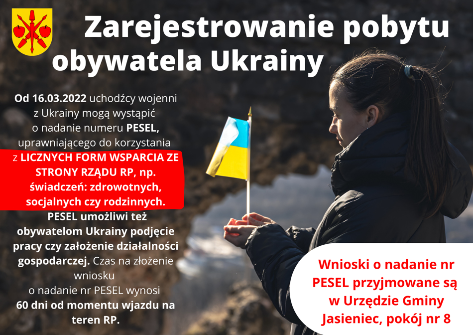 Grafika informująca o rejestracji obywateli Ukrainy