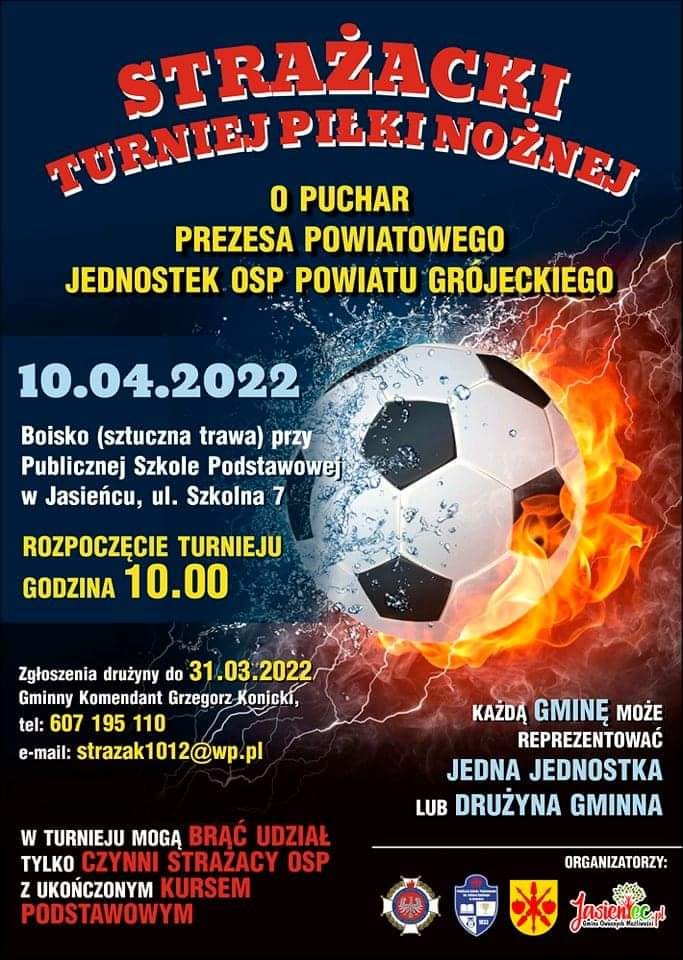 gafika informująca o strażackim turnieju piłki nożnej