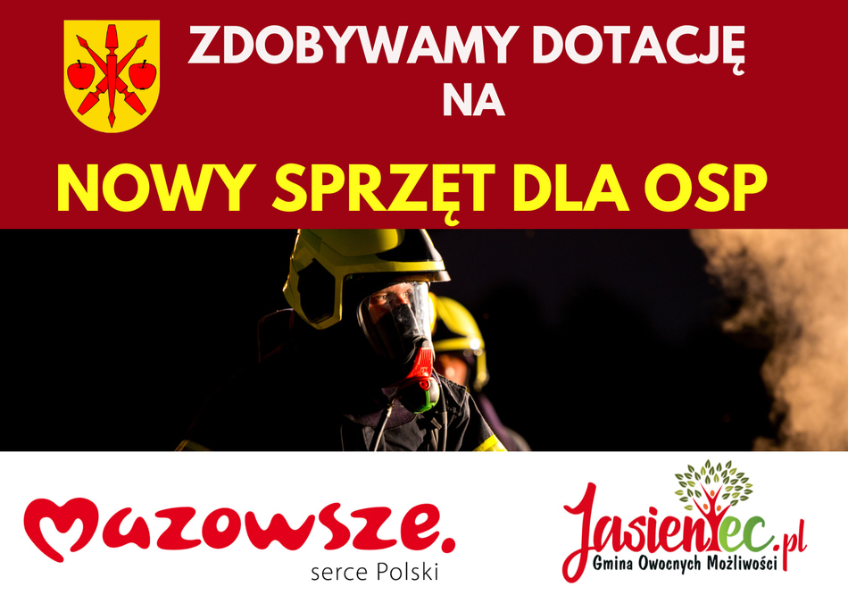 grafika informująca o pozyskaniu dotacji na sprzęt dla OSP