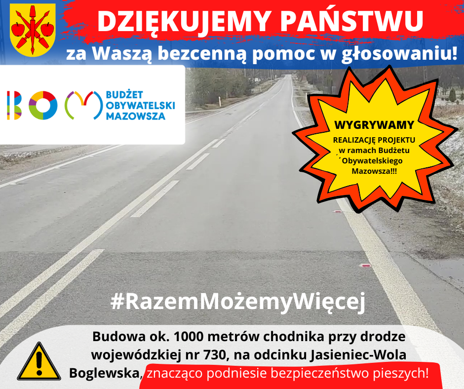 grafika informująca o wygraniu głosowania na projekt w ramach BOM