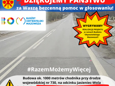 grafika informująca o wygraniu głosowania na projekt w ramach BOM