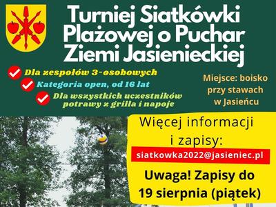ulotka informująca o turnieju siatkówki plażowej