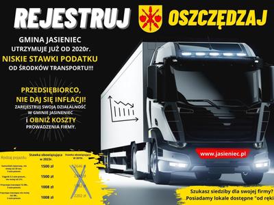 Grafika informująca o stawkach podatku od środków transportowych