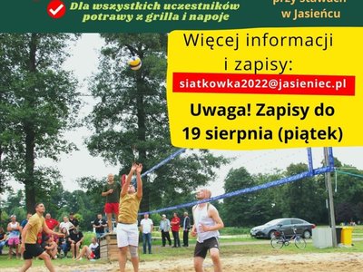 Plakat informujący o zapisach na turniej siatkówki