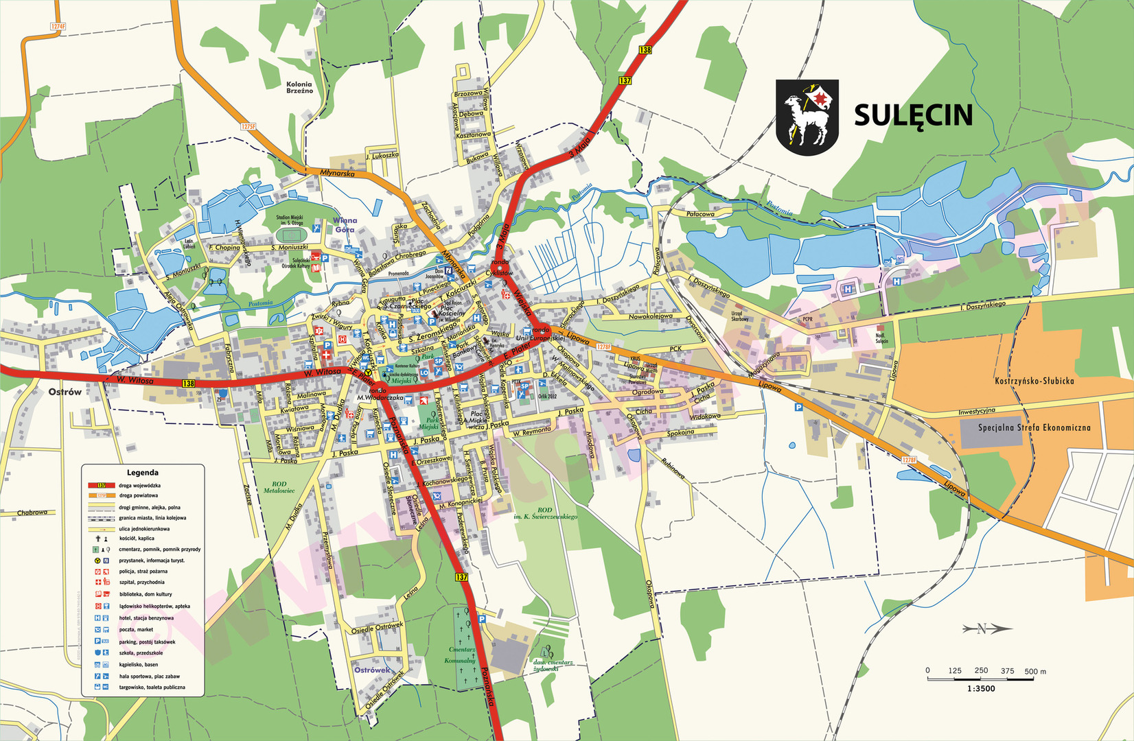 Plan miasta Sulęcin [4339x2836]