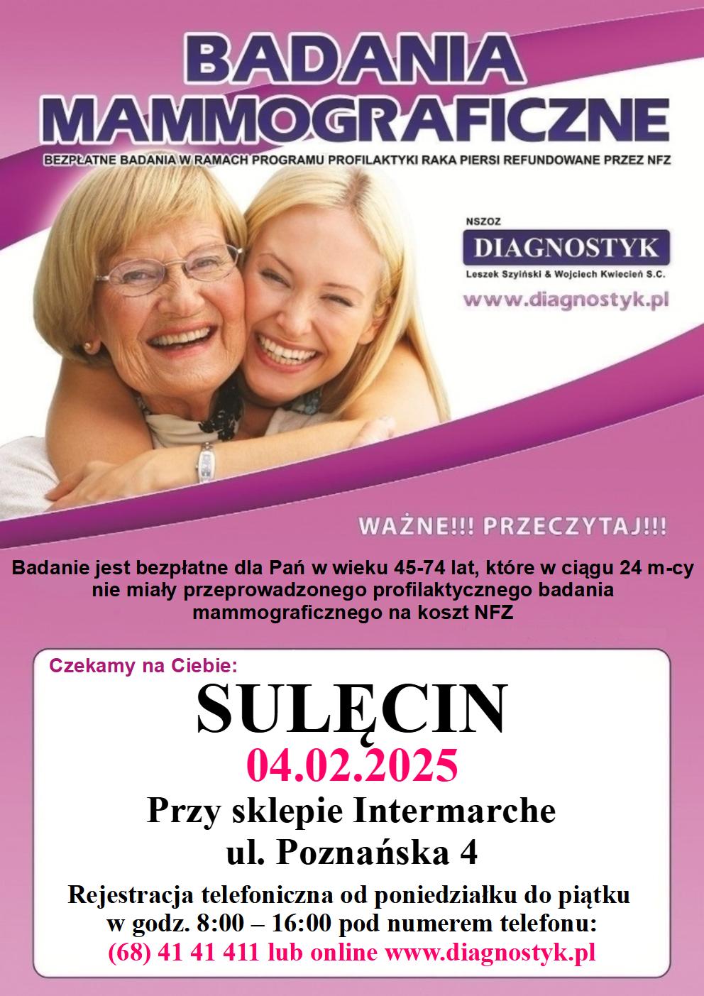 Bezpłatne badanie mammograficzne w Sulęcinie