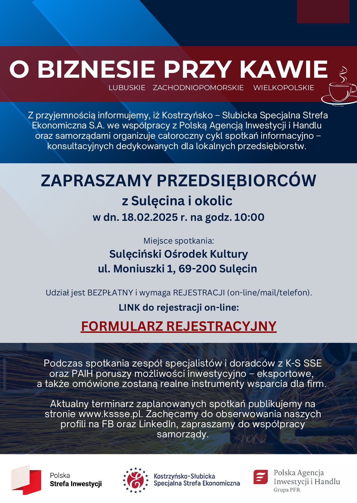 Zaproszenie na spotkanie "O Biznesie przy kawie"