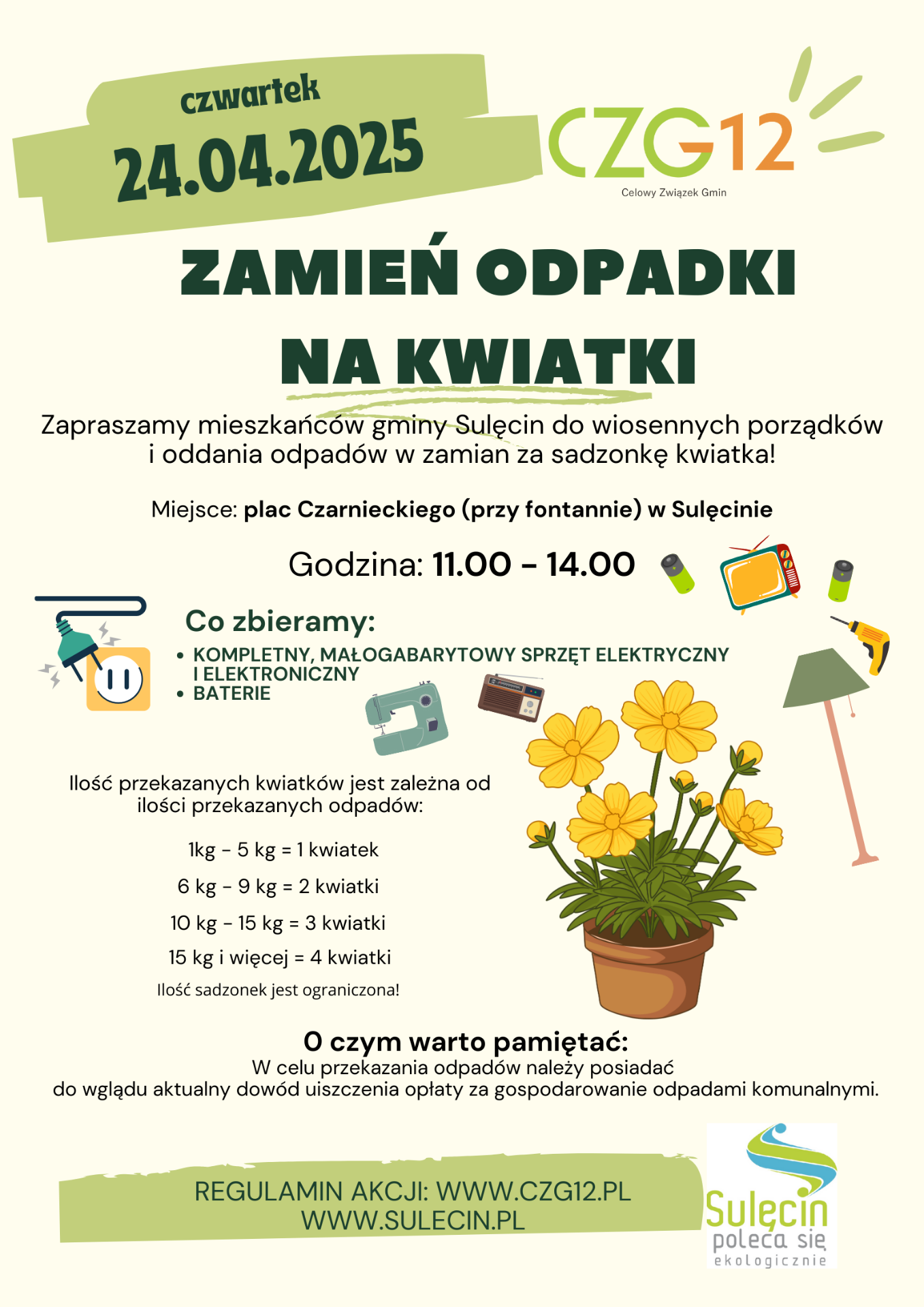 Zdjęcie plakatu dotyczącego akcji ,,Zamień odpadki na kwiatki"