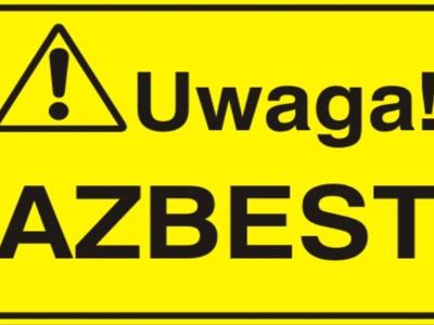 Zdjęcie tabliczki UWAGA AZBEST