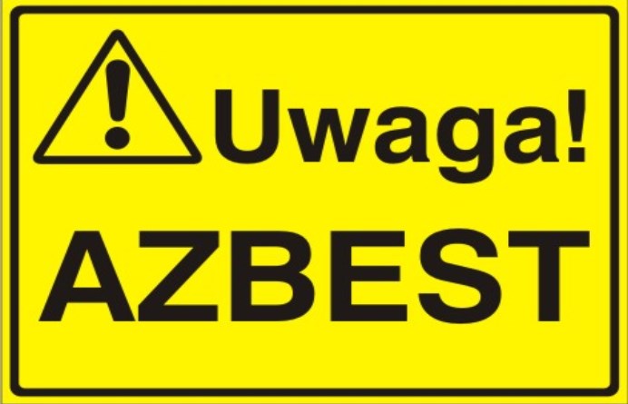 Zdjęcie tabliczki UWAGA AZBEST