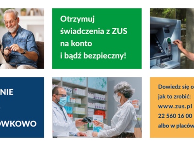 Plakat.
Bezpiecznie, zdrowo, bezgotówkowo.