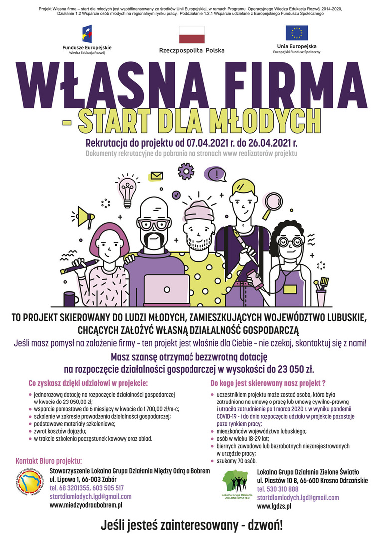 Plakat "Własna Firma - Start dla młodych".