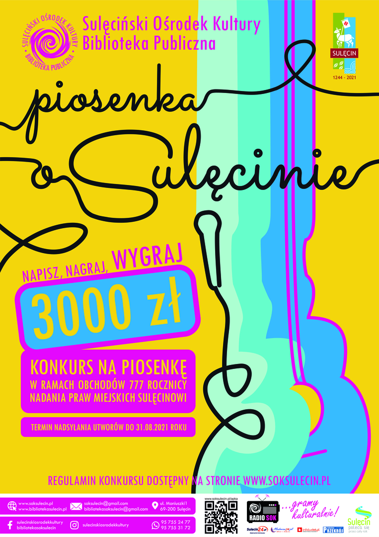 Plakat konkursowy pt.: “Piosenka o Sulęcinie”.