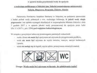 Zdjęcie przedstawia komunikat.