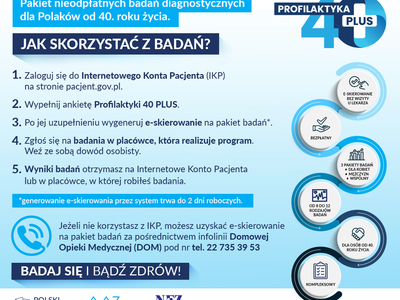 Pakiet nieodpłatnych badań diagnostycznych dla Polaków od 40 roku życia