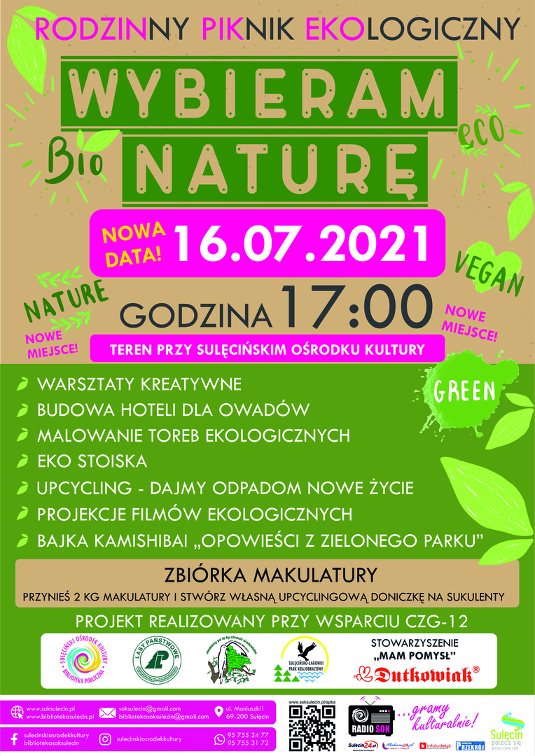 Piknik ekologiczny w dniu 16 lipca godz. 17.00.