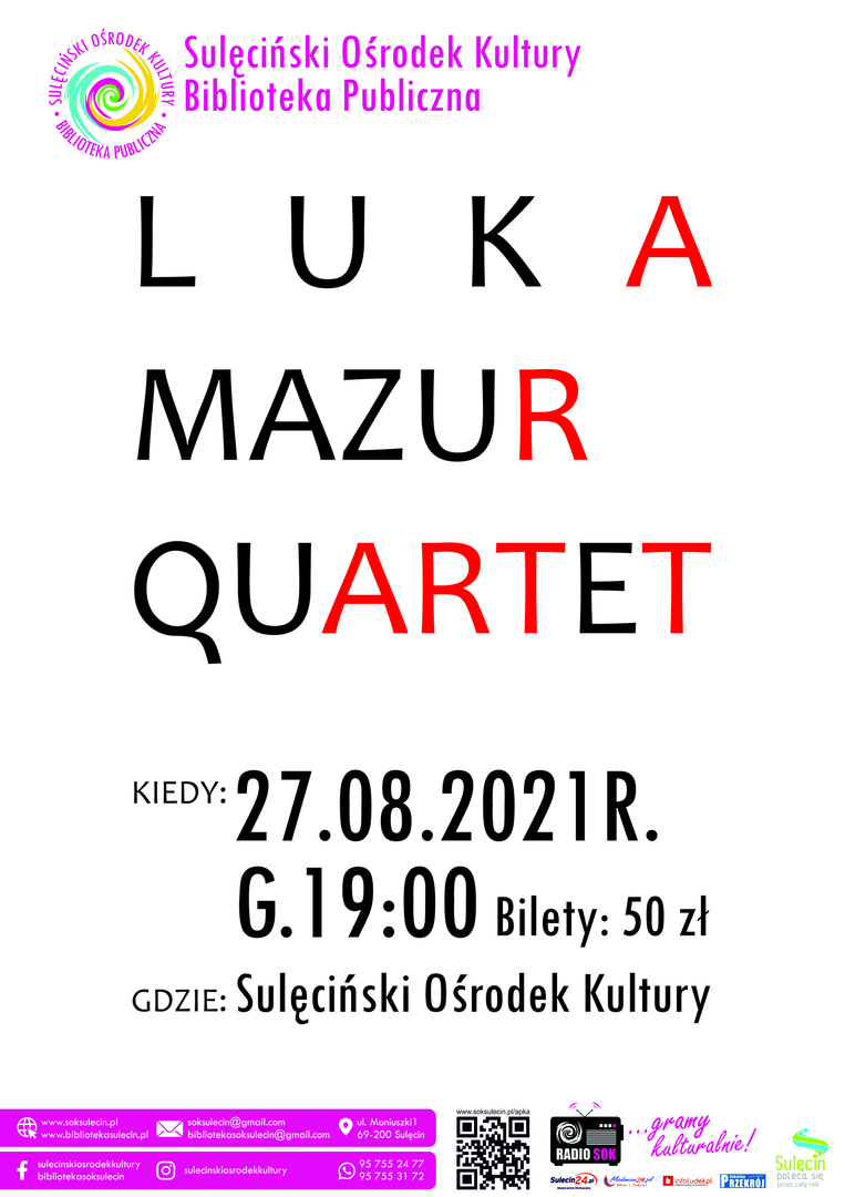 Zapraszamy na koncert LUKA MAZUR QUARTET