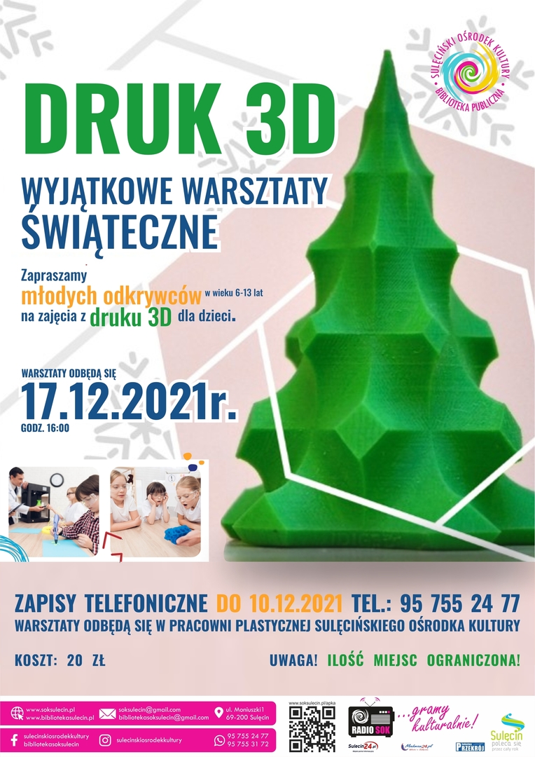 Sulęciński Ośrodek Kultury zaprasza młodych odkrywców na zajęcia z druku 3D!