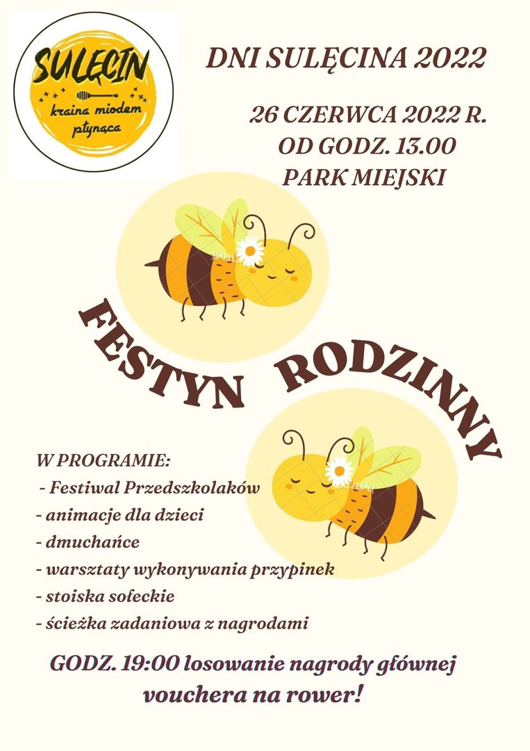 Zapraszamy na Festyn Rodzinny w ramach Dni Sulęcina 2022