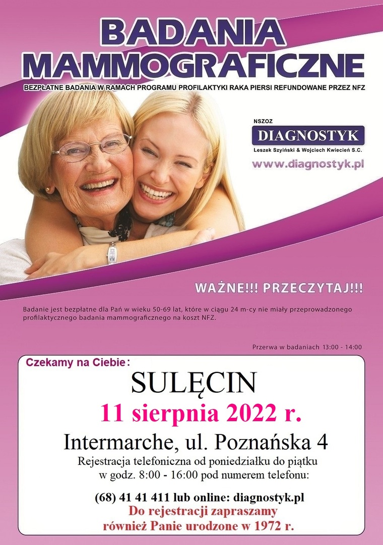 Badania mammograficzne w Sulęcinie