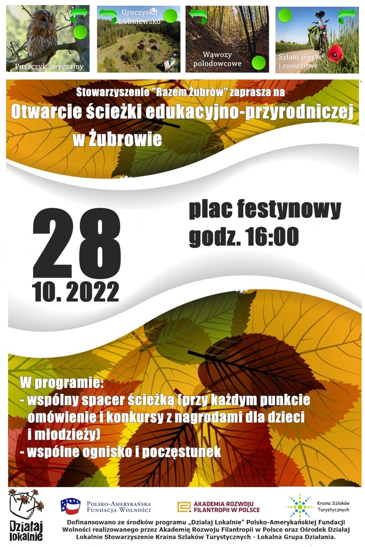 Zapraszamy na otwarcie ścieżki edukacyjno-przyrodniczej w Żubrowie