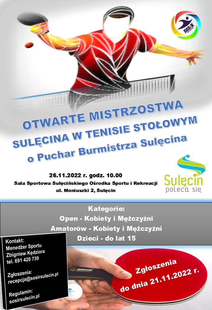 Otwarte Mistrzostwa Sulęcina w Tenisie Stołowym o Puchar Burmistrza Sulęcina 