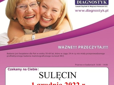 Zapraszamy na badanie mammograficzne