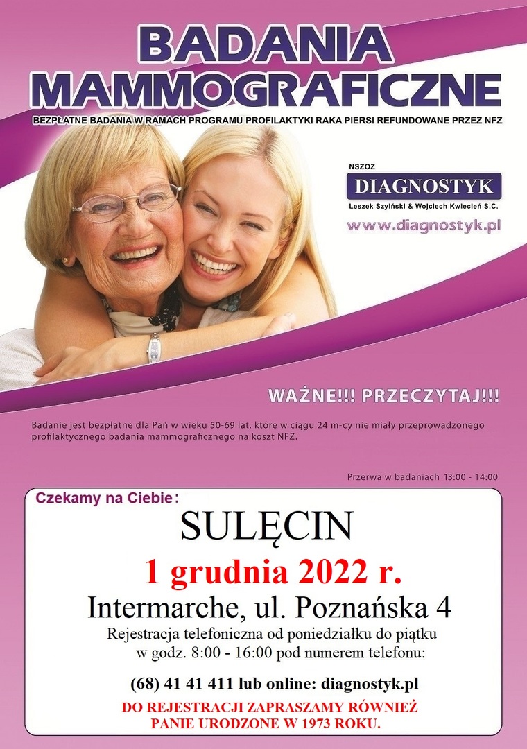 Zapraszamy na badanie mammograficzne