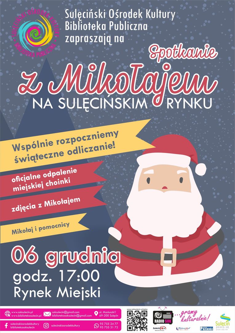 Zapraszamy na świętowanie Mikołajek w Sulęcinie