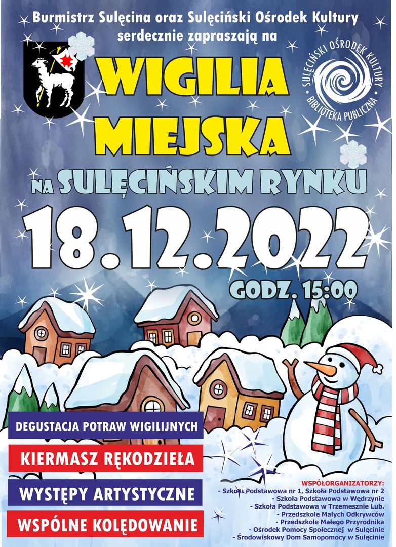 Zapraszamy na Wigilię Miejską na sulęcińskim rynku