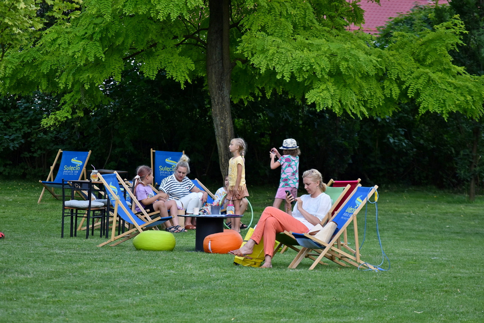 Mieszkańcy Gminy Sulęcin podczas kulturalnego relaksu w Parku Miejskim.