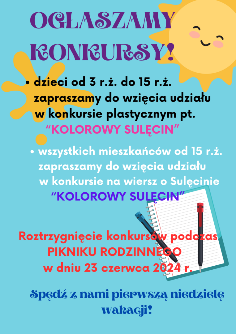 Plakat ogłaszający konkursy