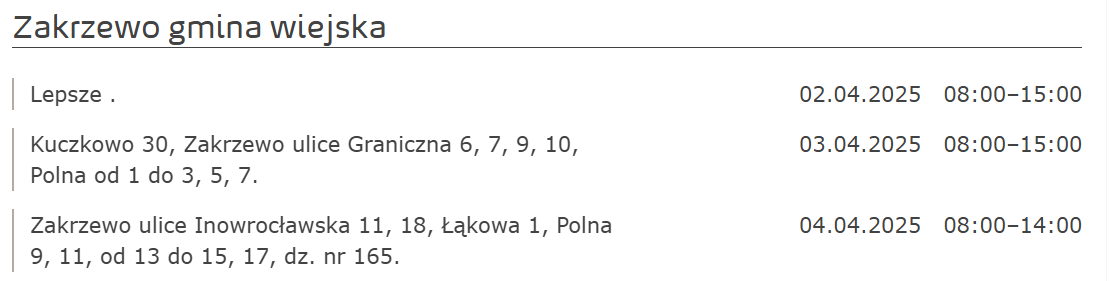 Informacja o przerwach w dostawie energii elektrycznej!