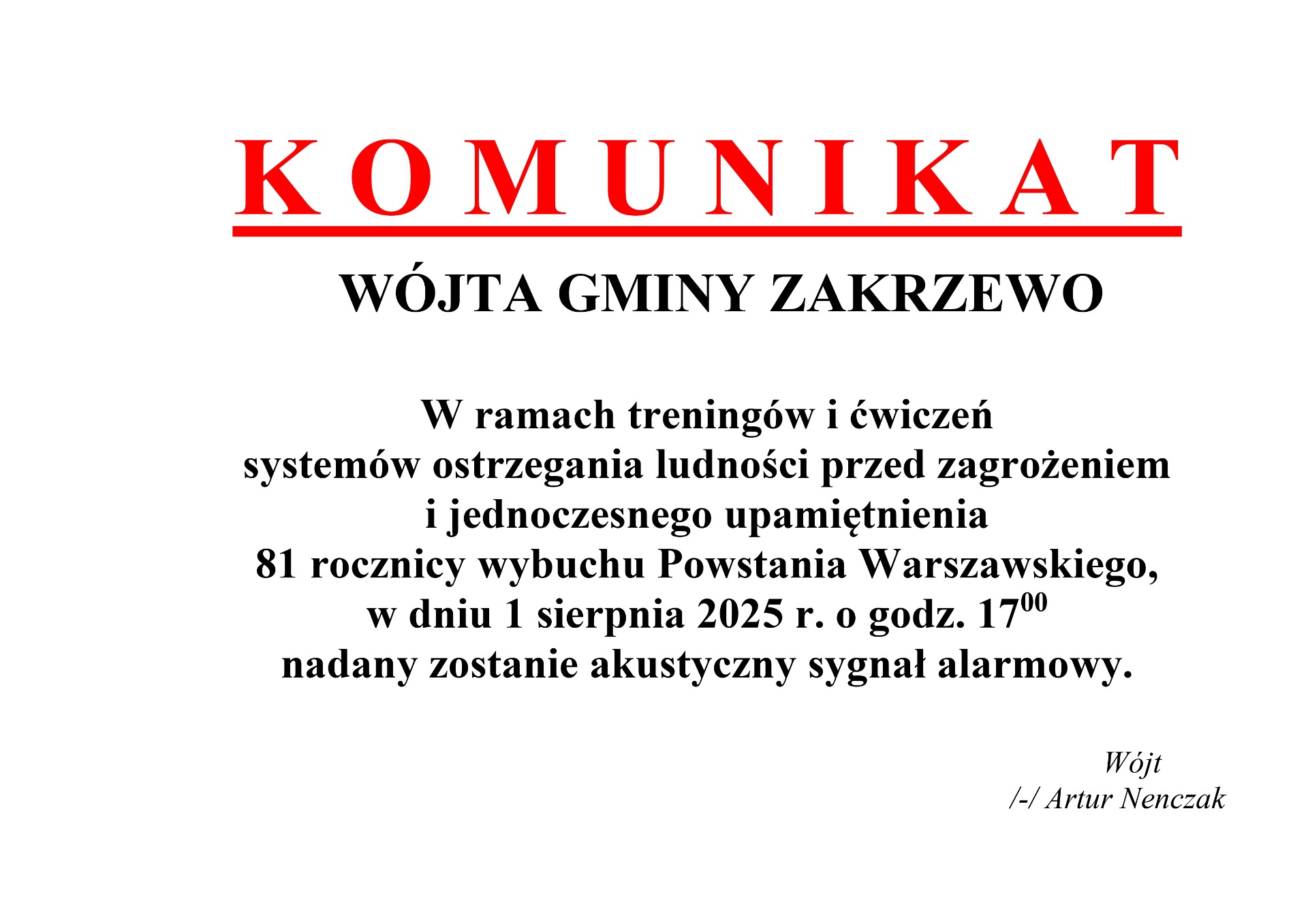 Komunikat 1 sierpnia