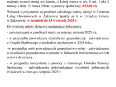 STYPENDIA SZKOLNE 2025/2026